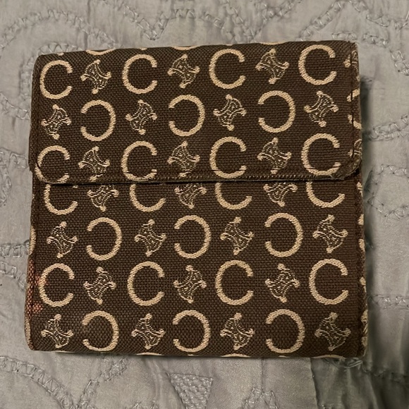Celine Monogram Canvas Leather Interior Double Sided Snap Wallet - Picture 1 of 8